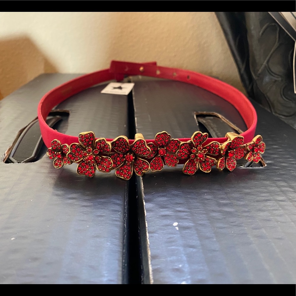 Oscar De La Renta Red Coral Belt